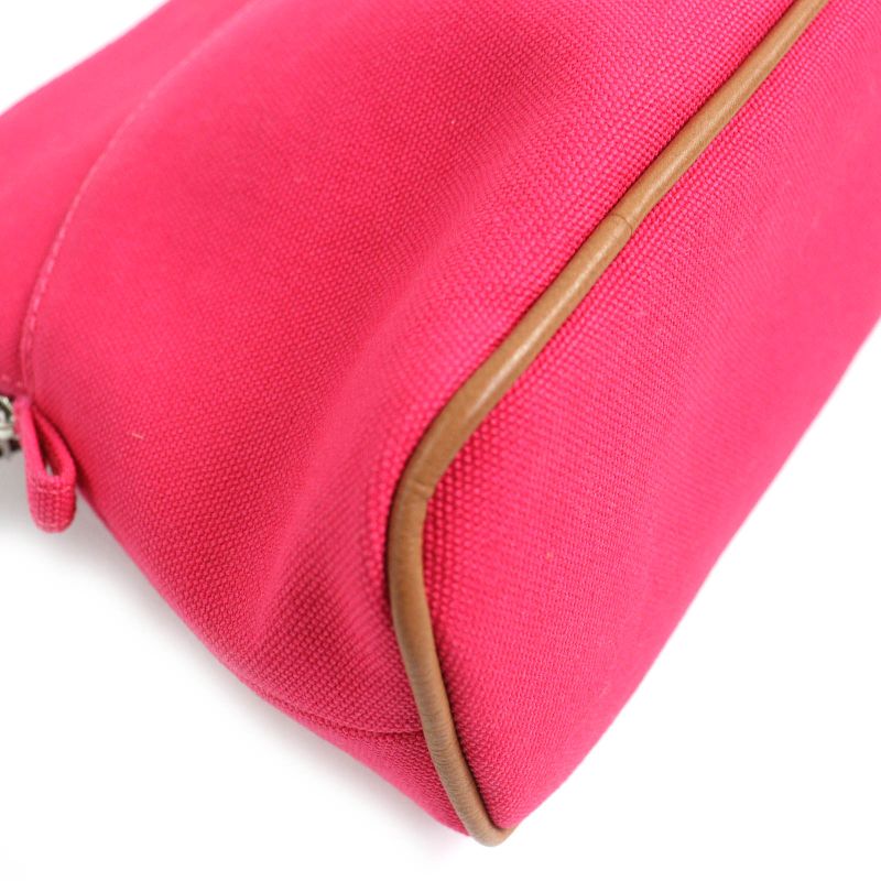 Hermes Bolide Pouch MM Hibiscus H Logo Embroidery Leather Use 100% Cotton