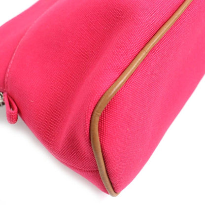 Hermes Bolide Pouch MM Hibiscus H Logo Embroidery Leather Use 100% Cotton