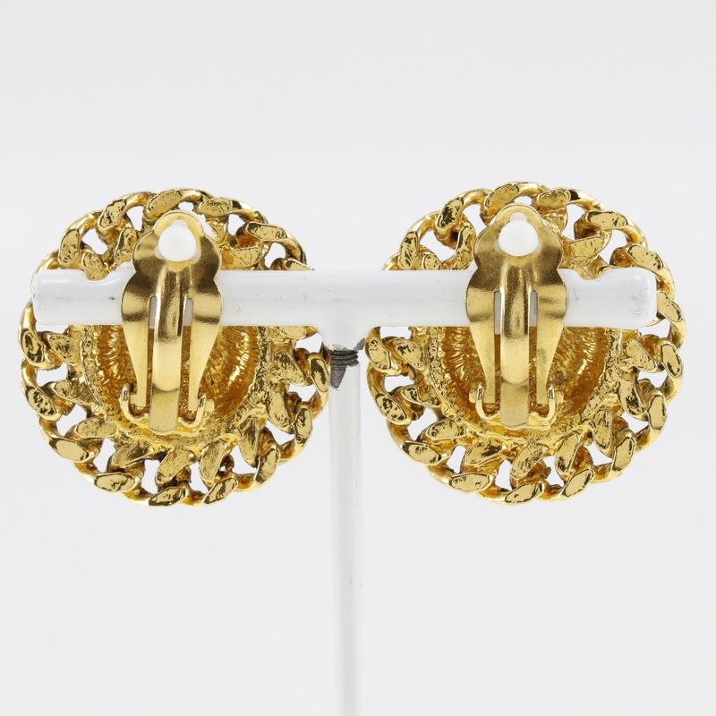 Chanel Coco Mark Matelasse Vintage Gold Plated Ladies 23g Earrings