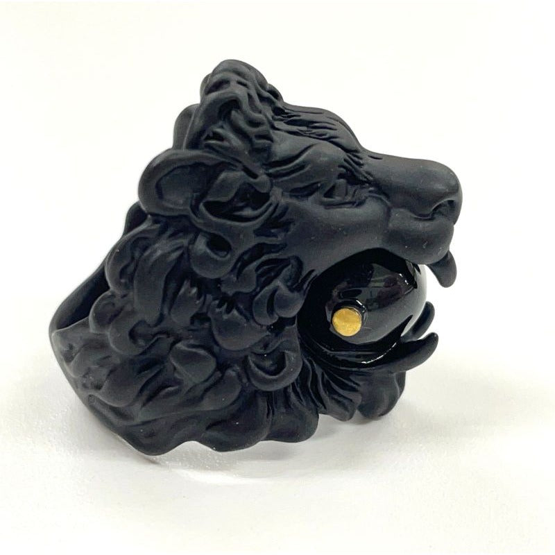 Gucci Michele Lionhead Interlocking G Logo Ring No 13 Metal Black — view 5