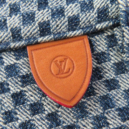 Louis Vuitton 2022 Monogram Leather Patched Damier Pattern Denim Pants Navy 34