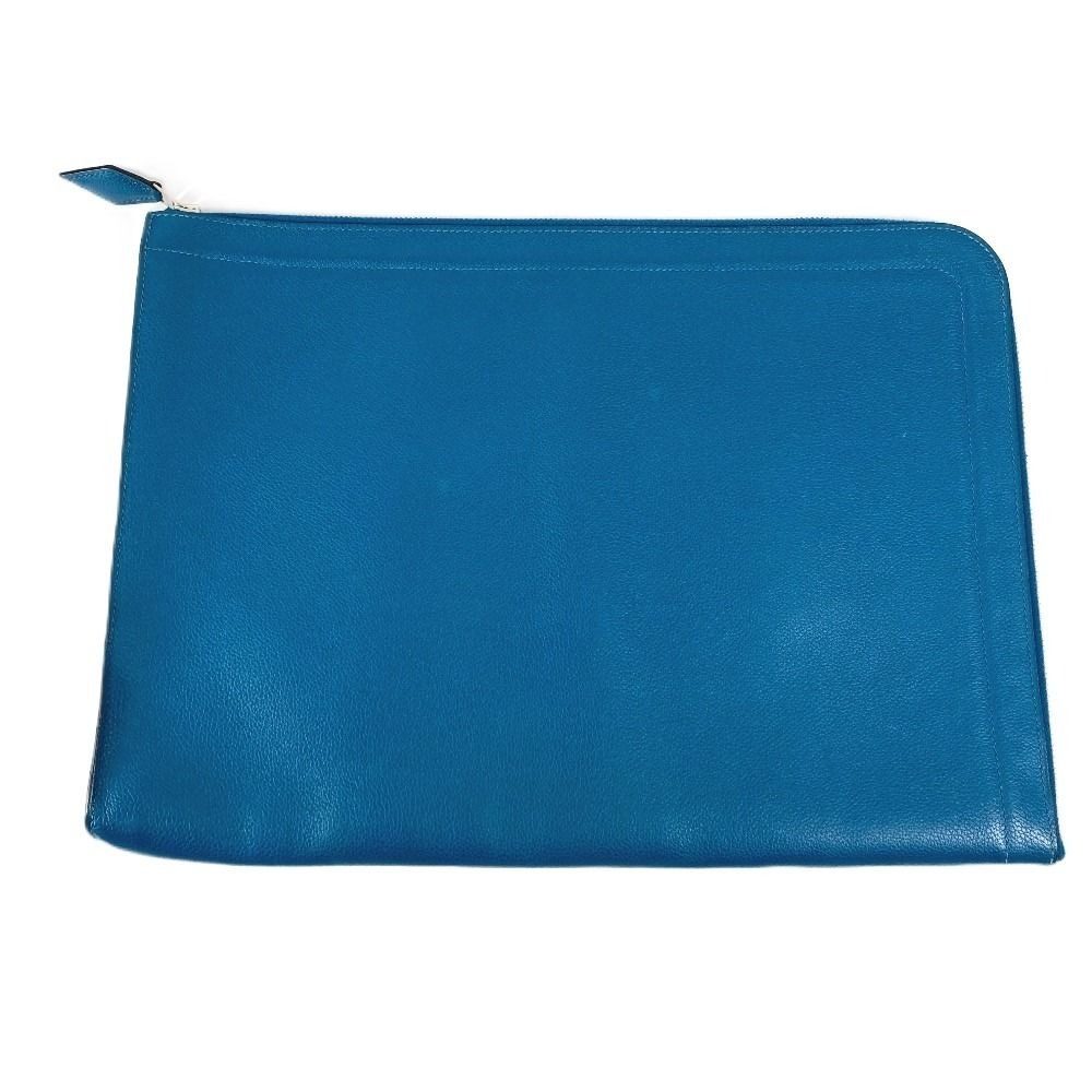 Hermes Clutch Zip Computer Ever Color Blue Degaris