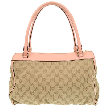 Gucci Abby GG Canvas Leather 189831 Beige Pink Handbag Tote Bag 0974 Gucci