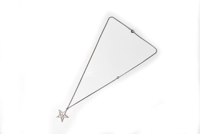 Chanel Necklace Pendant Star Motif Coco Mark CC Chrome Silver Rhinestone 230909