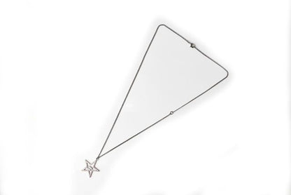 Chanel Necklace Pendant Star Motif Coco Mark CC Chrome Silver Rhinestone 230909