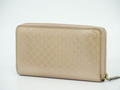 Authentic Gucci Micro Guccissima Patent Leather Round Zipper Long Wallet