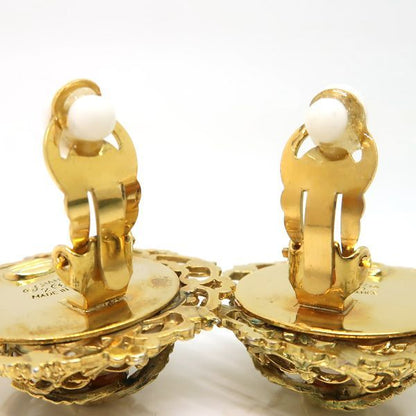 Chanel Earring 29 Engraved Vintage Coco Mark GP Fake Pearl Round Vintage Chanel