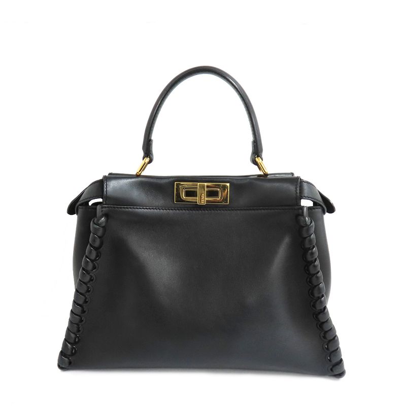 Fendi P-cub- 8bn290 Shoulder Bag Handbag 2WAY Black Leather Ladies