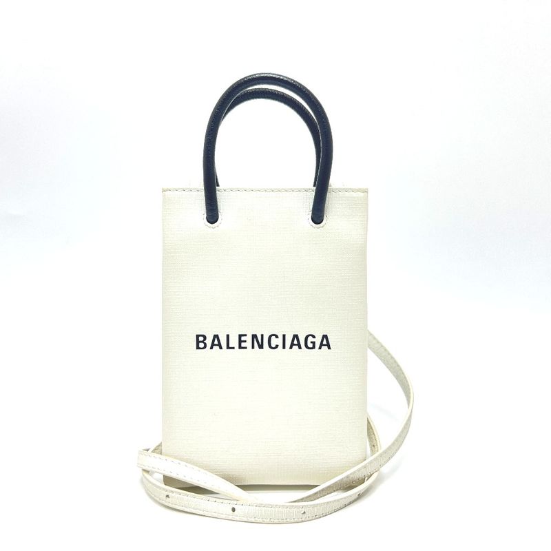 Balenciaga Tote Bag Everyday Shopping Phone Shoulder 593826 Leather White