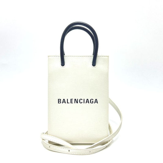 Balenciaga Tote Bag Everyday Shopping Phone Shoulder 593826 Leather White