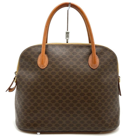 Celine M95 Handbag Macadam Brown Gold Hardware PVC Leather Fashion Women