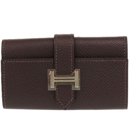 Hermes Bearn 4-strand Vaux Epson Chocolat Silver Hardware Brown Key
