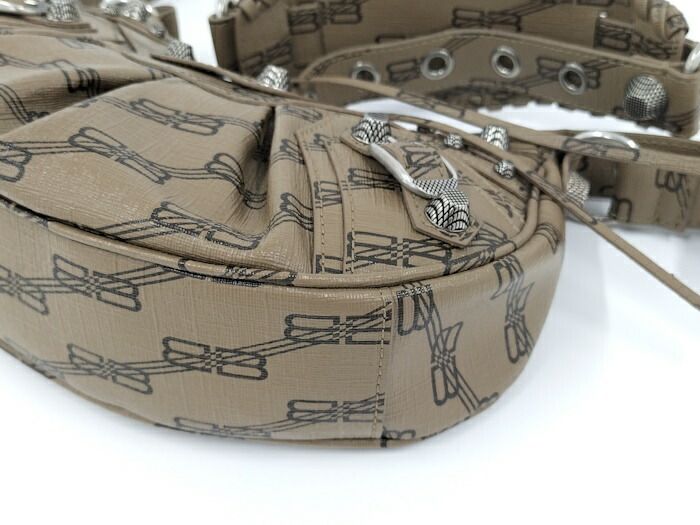 Balenciaga Shoulder Bag Le Cagor PVC Coated Brown 671309