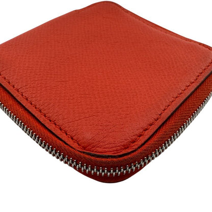 Hermes Azap Compact Silk Quinn Coin Case Wallet Branded Coin Purse Red Ladies