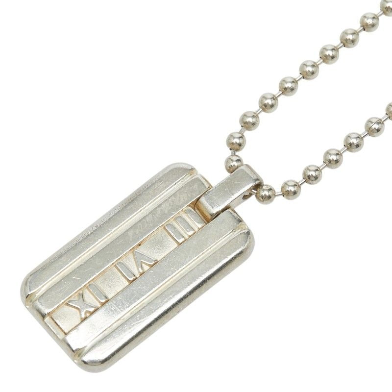 Tiffany & Co Atlas Plate Ball Chain Pendant Necklace Silver