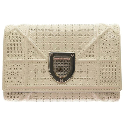 Dior Diorama Leather Trifold Wallet Compact White