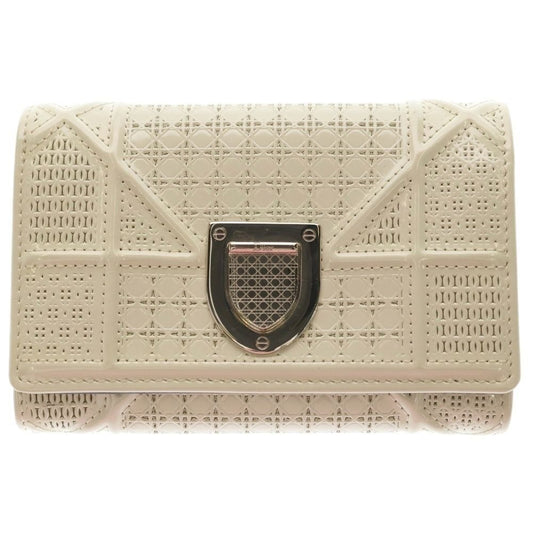 Dior Diorama Leather Trifold Wallet Compact White