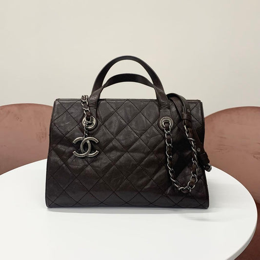 Chanel Quilted Caviar Leather 2-Way Handbag