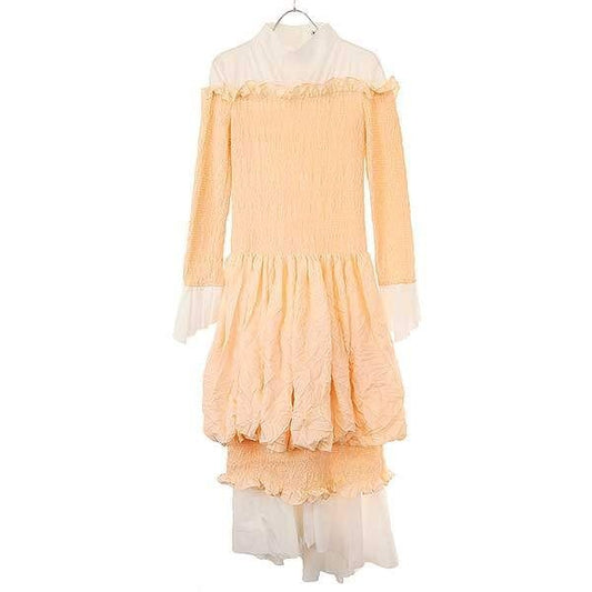 Loewe 20 SS Smock Dress Wrinkle Pleats Layered fa Pinkish & White