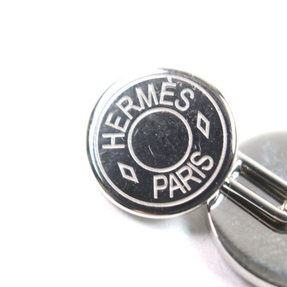 Hermes Sellier Design Logo Engraved Leather Use Round Shape Cufflinks Button
