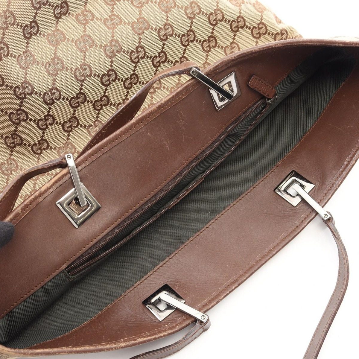 Gucci Tote GG Canvas Beige Dark Brown — view 5