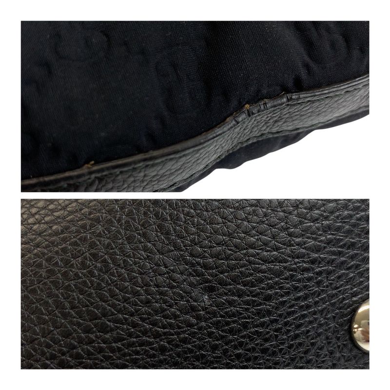 Gucci GG Neoprene Black Silver Hardware Leather /nylon 241104 Tote Bag Shoulder