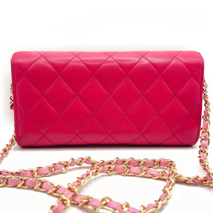 CHANEL Caviar Quilted Leather Wallet Chain Flap Pink Purse Crossbody