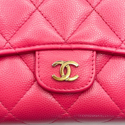 CHANEL Caviar Quilted Leather Wallet Chain Flap Pink Purse Crossbody