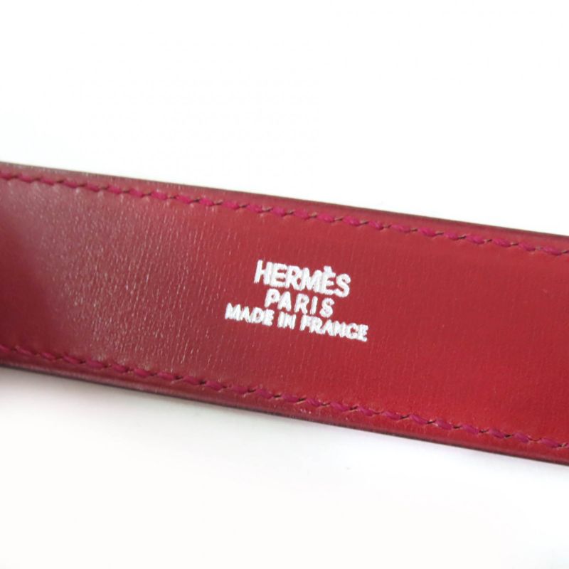 Hermes Artemis Bracelet Leather Silver Hardware Bangle Bordeaux M D Engraved
