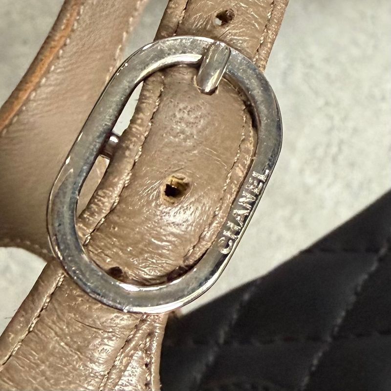 Chanel Thong Sandals Matelasse Coco Mark Flat Shoes Sandals Black Beige Silver