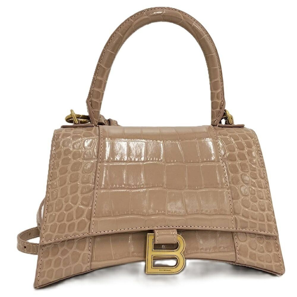 Balenciaga Hourglass Small Top Handle 2-Way Shoulder Bag Croco