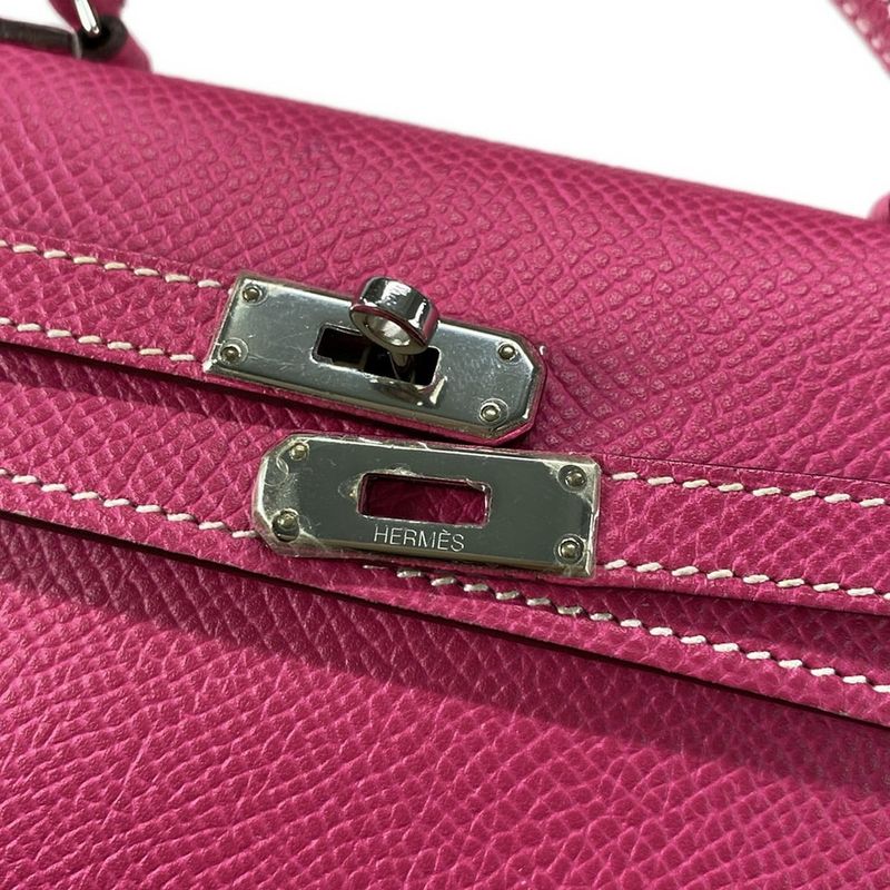 Hermes Handbag Tiny Kelly Rose Tillian Outside Stitching/silver Hardware