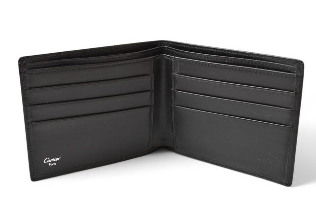 Cartier Wallet Men's Bifold Cartier Fold Wallet Leather Pasha De Cartier Black