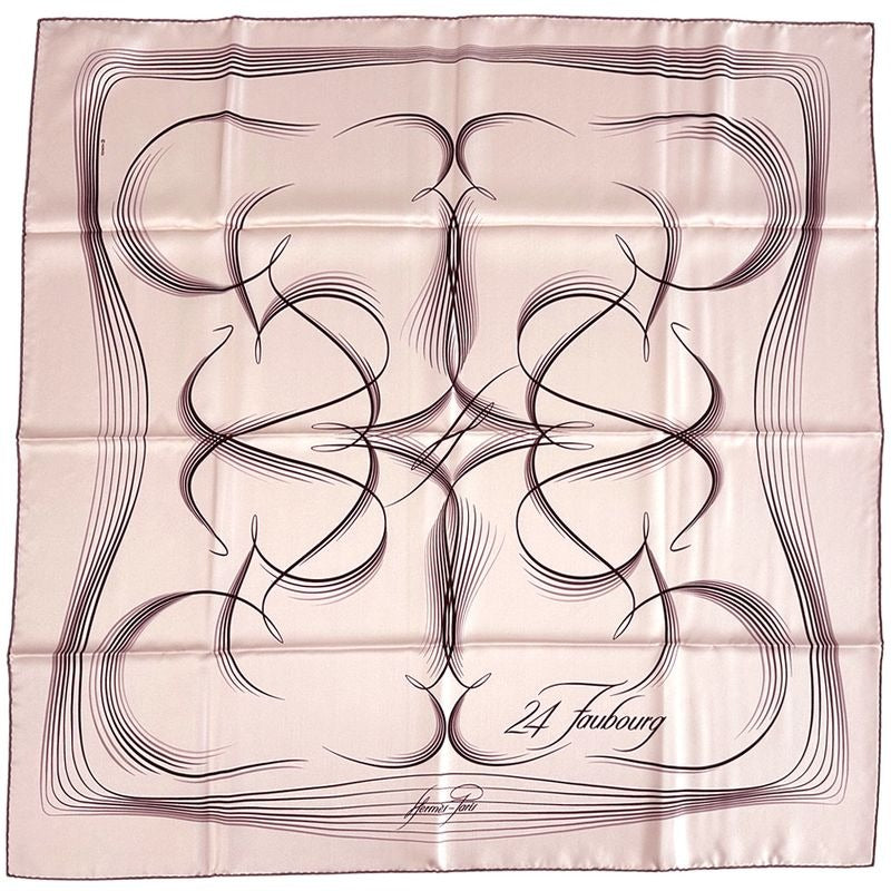 Hermes Scarf Carre 90 24 Faubourg Silk Pink Elegant