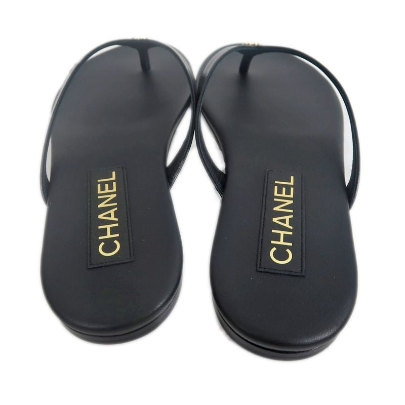 Chanel Sandals CC Mark Black 38 C Shoes Apparel — view 4