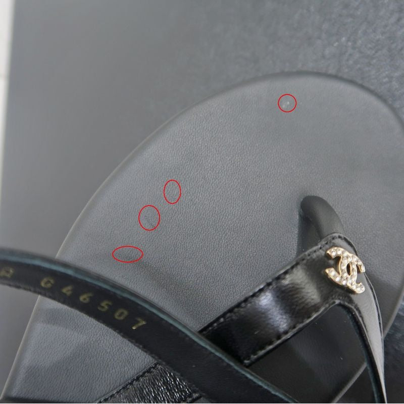 Chanel Sandals CC Mark Black 38 C Shoes Apparel — view 9