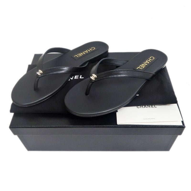 Chanel Sandals CC Mark Black 38 C Shoes Apparel — view 10