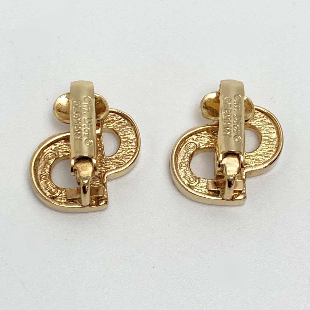Christian Dior Christian Dior CD Logo Rhinestone Earring Gold GP Vintage