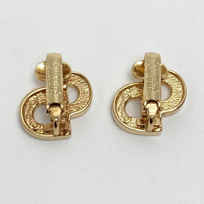 Christian Dior Christian Dior CD Logo Rhinestone Earring Gold GP Vintage