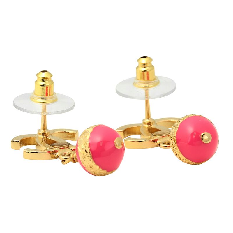 Chanel Earrings Stud Earrings Gold/pink