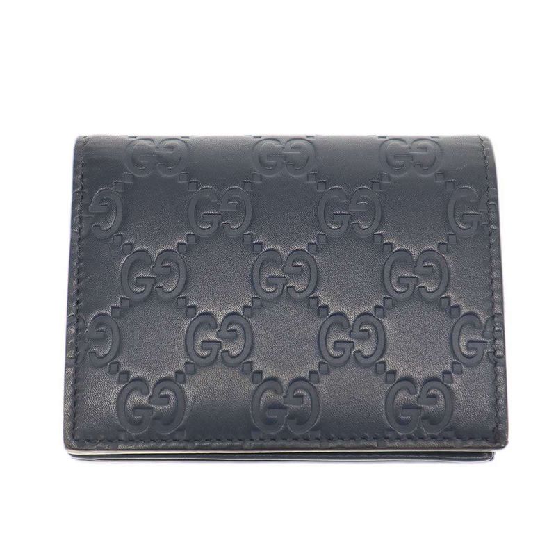 Gucci Striped Leather Compact Wallet 410120 Navy