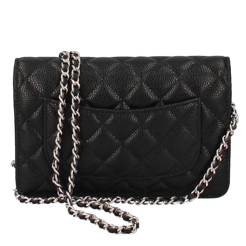 Chanel Matelasse Chain Wallet Ap0250 Caviar Skin Ladies Shoulder Bag Black
