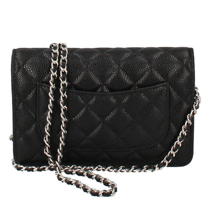 Chanel Matelasse Chain Wallet Ap0250 Caviar Skin Ladies Shoulder Bag Black