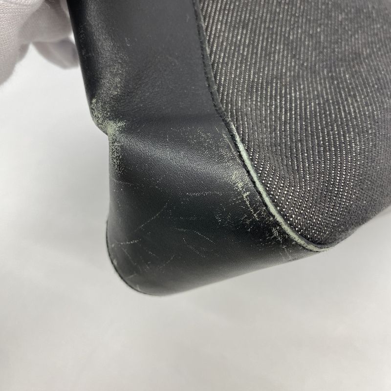 Gucci Tote Bag Sherry Line 73983 Denim Black Silver Hardware Women's