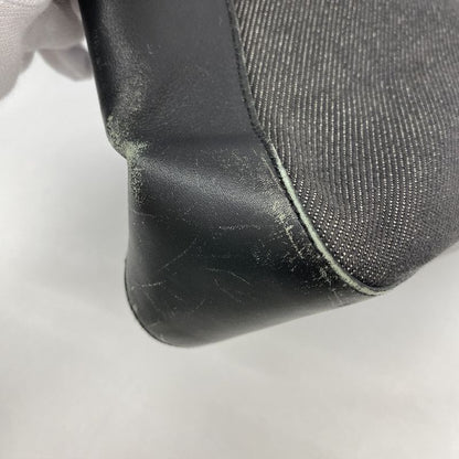 Gucci Tote Bag Sherry Line 73983 Denim Black Silver Hardware Women's