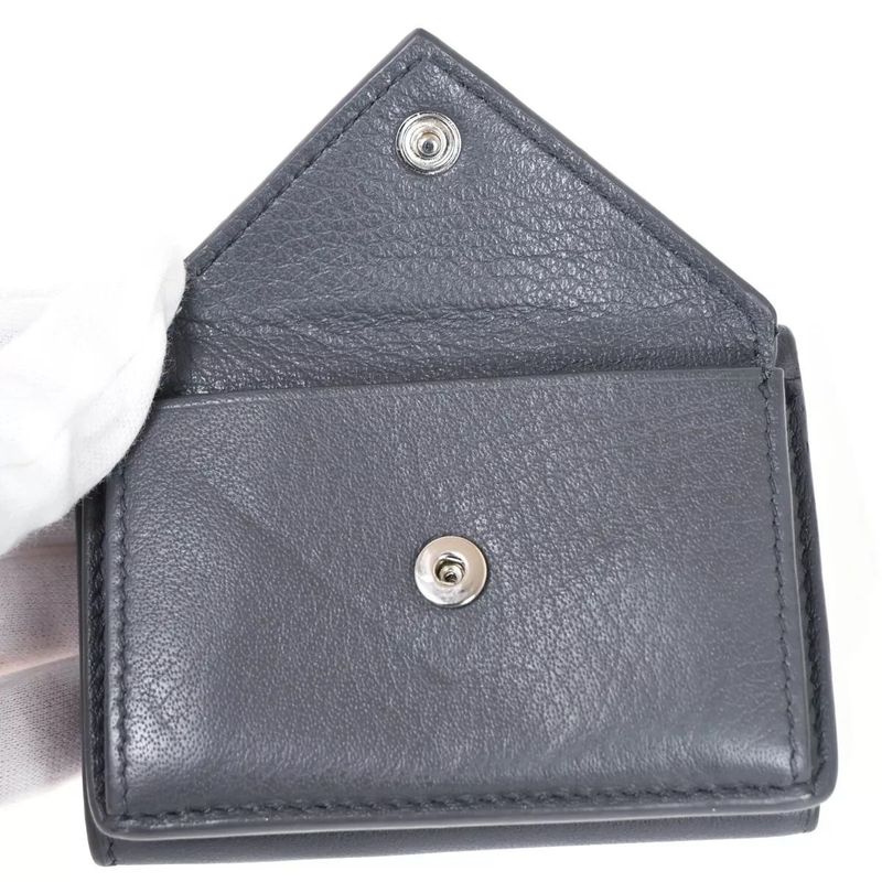 Balenciaga Wallet Trifold Wallet Mini Wallet Gray Leather 67bs134