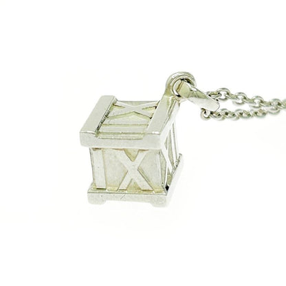 Tiffany & Co Silver Atlas Cube Necklace 6.9g 925 Engraved 445333 Necklace