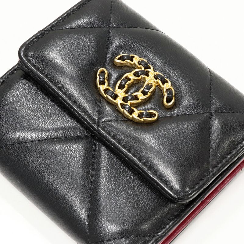 Chanel Trifold Wallet With Coin Purse Chanel 19 Small Flap Wallet In Lambskin