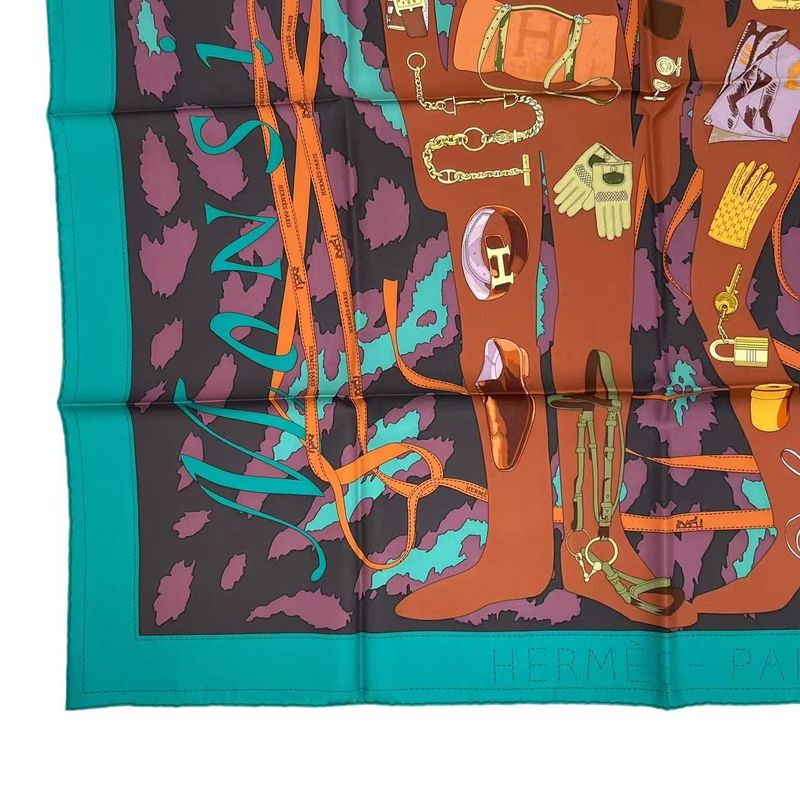 Hermes Carré 90 Monsieur ET Madame All-over Silk Scarf Blue