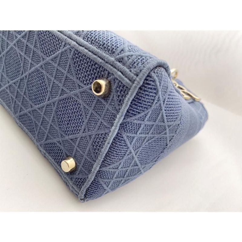 Dior Cannage Lady D-Lite Medium Bag Denim Navy Bu Dior